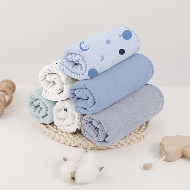 Thumbnail 4 de Bearmoss Moltontücher Baby – 6er Pack Spucktücher aus 100% Baumwolle, 50x25 cm