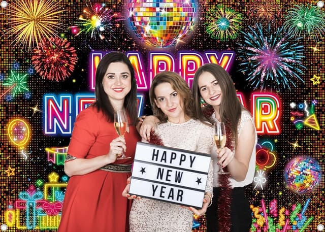 Thumbnail 2 de Happy New Year Neon Backdrop 7x5FT
