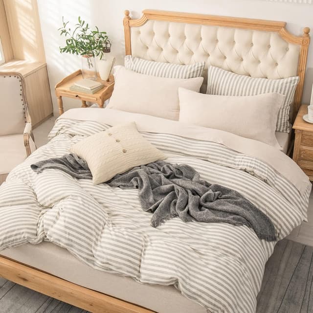 Detalle 2 de PURE ERA Jersey Knit 4-Piece Bed Sheet Set (100% Cotton, Queen, Extra Deep Pocket)