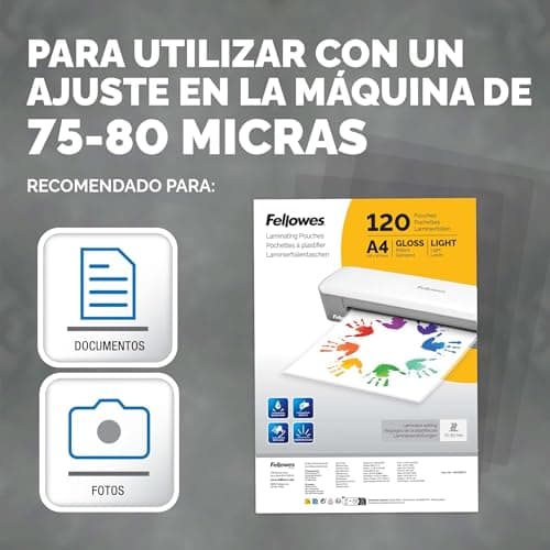 Detalle de Fellowes fundas A4 brillo, pack de 120