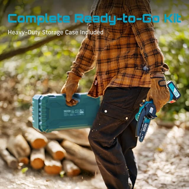 Thumbnail 6 de SEESII Mini Kettensäge mit Akku (8000 mAh, 6 Zoll) inkl. automatischer Kettenschmierung und Ersatzkette