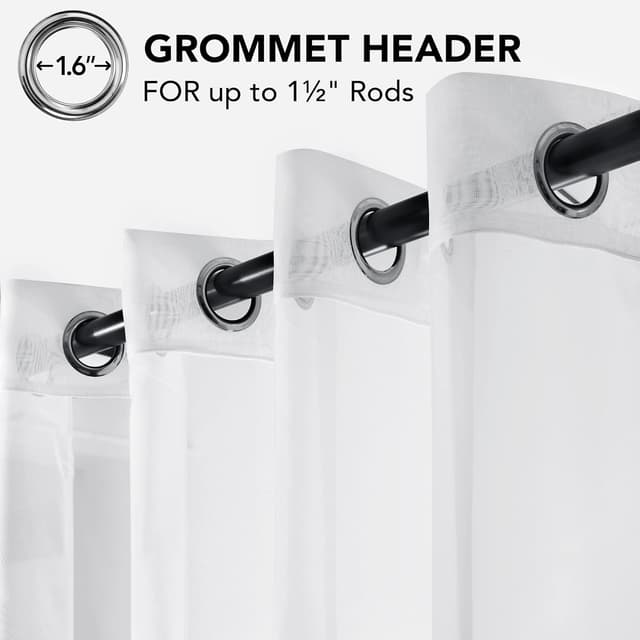 Detalle de Deconovo tende trasparenti moderne in voile con anelli, set da 2 pannelli 132x214 cm (bianco)
