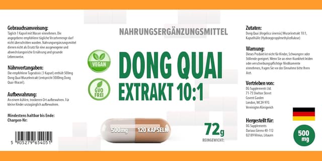 Thumbnail 3 de Hepatica Dong Quai 5.000 mg Äquivalent (10:1 Extrakt, 500 mg) – 120 vegane Kapseln