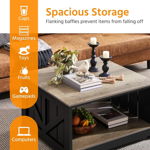 Thumbnail 5 de Yaheetech Mesa de Centro 80×80 cm con Revistero