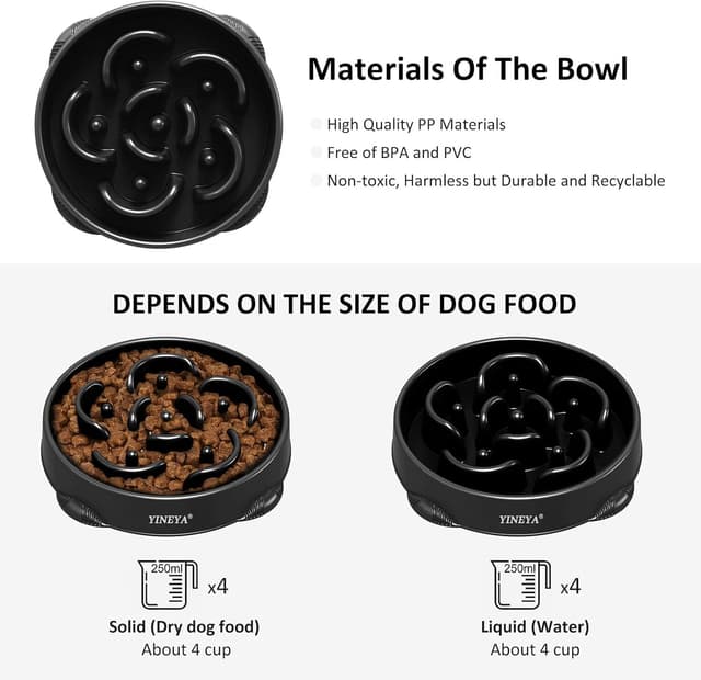 Thumbnail 5 de YINEYA 4-Cup Slow Feeder Bowl for Large Dogs