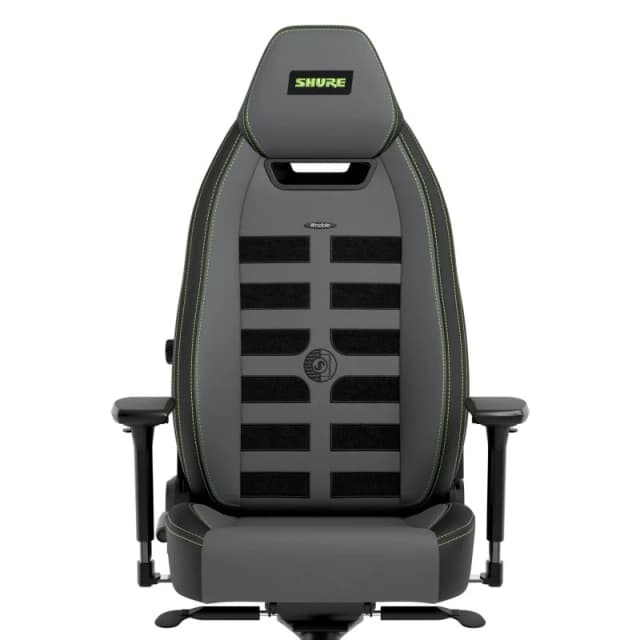 Detalle de Noblechairs LEGEND Shure Edition — silla gaming gris/negra