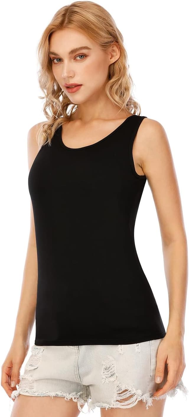 Detalle de Knuffnee Damen Stretch Unterhemd Basic Tank Tops im 4er-Pack (Modal/Elasthan)