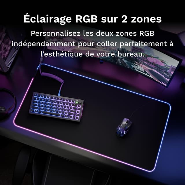 Detalle de Glorious Gaming GMP 2 GLED 915×460 tapis de souris