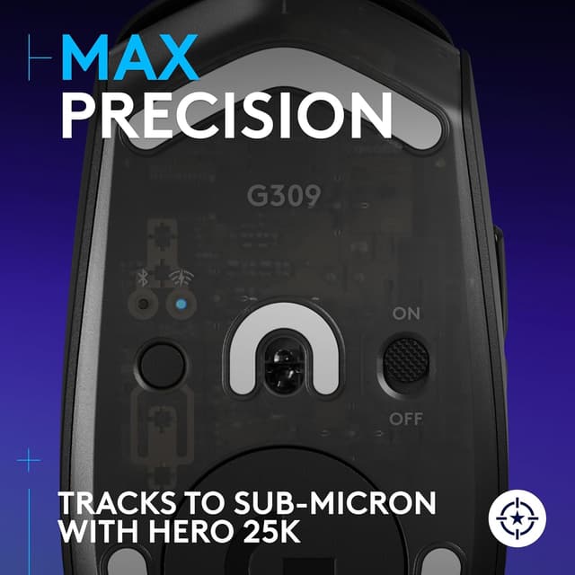 Detalle 2 de Logitech G G309 LIGHTSPEED Wireless Gaming Mouse (LIGHTFORCE Hybrid Switches, HERO 25K) - Black