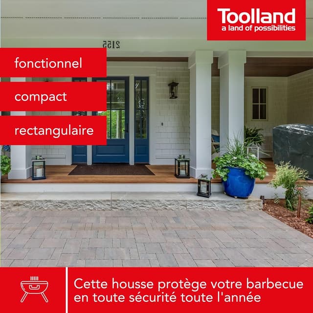Detalle de Toolland housse de protection pour barbecue extérieur en polyéthylène – bâche rectangulaire vert 110 x 70 x 100 cm