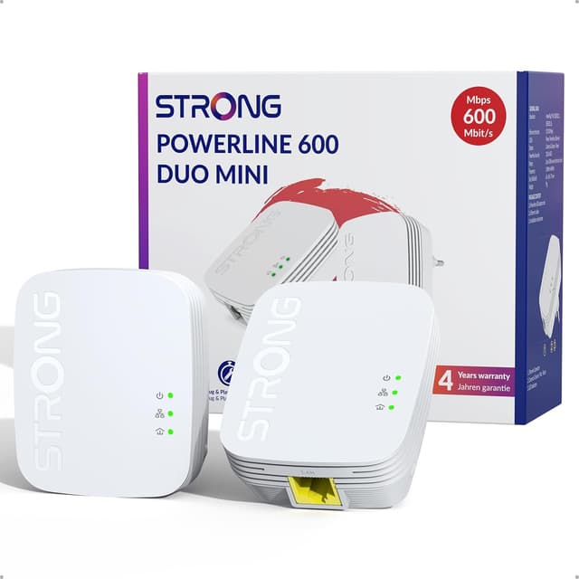 Detalle de STRONG AV600Mbit/s Powerline Adapter Set (PL600M) – HomePlug AV2 Internet-Erweiterung mit 100 Mbit/s LAN und Plug & Play