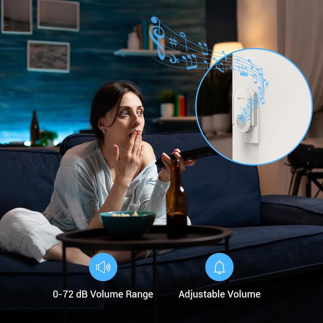 Detalle de EZVIZ Wi‑Fi Chime Indoor CH1 – Plug‑in audible doorbell chime with adjustable 0–72 dB volume, 20 ringtones and app control