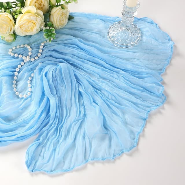 Thumbnail 6 de Heneger 6-Pack Baby Blue Cheesecloth Table Runner (10 Ft) for Easter, Spring & Boho Decor