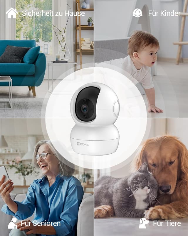 Detalle de EZVIZ WLAN IP-Kamera TY2 (Innen, schwenkbar, 1080P) – Zwei-Wege-Audio, IR-Nachtsicht & Alexa-Babyphone kompatibel
