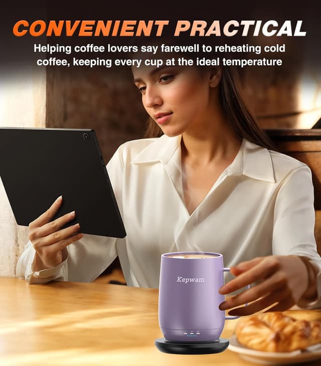 Thumbnail 5 de Kepwam Self Heating Coffee Mug T2 16oz, 150‑Min Battery