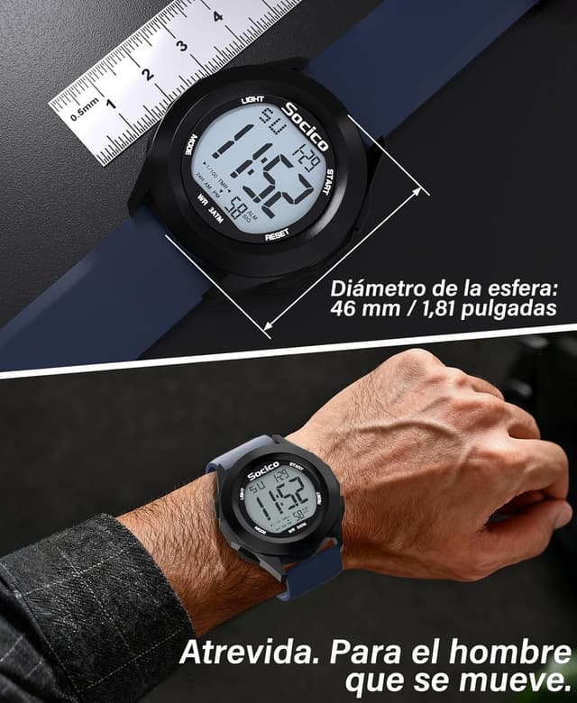 Detalle 2 de SOCICO Reloj Digital Deportivo resistente al agua