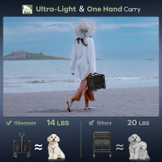 Detalle de Hikemoon 34" Extra Long Collapsible Wagon 360lbs