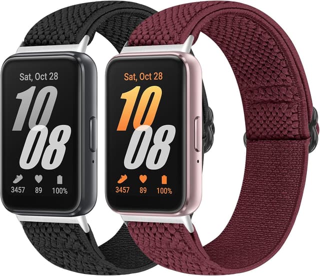 Detalle de Bcuckood Elastic Nylon Straps for Samsung Galaxy Fit 3 (SM-R390) – 2 Pack Adjustable Stretch Wristbands