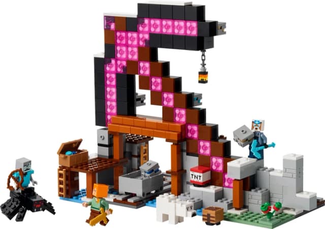 Detalle 2 de LEGO Minecraft Die Spitzhackenmine 21277 – Minenschacht mit Schienen und Action-Elementen