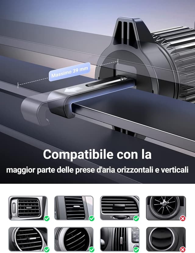 Detalle 2 de UGREEN Supporto Telefono Auto Magnetico con Clip per Bocchetta Aria (compatibile iPhone e Galaxy, rotazione 360°)