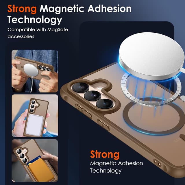 Detalle de iVoler Cover Magnetica per Samsung Galaxy S26 5G con MagSafe e 2 vetri temperati, marrone chiaro opaca anti-impronte