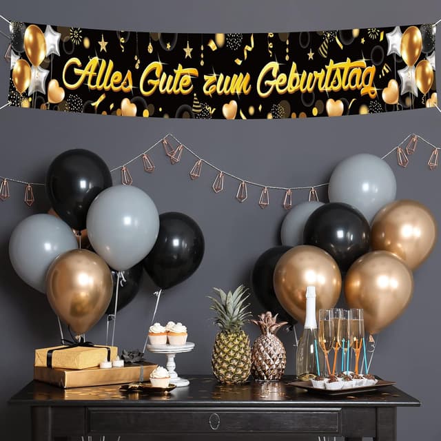 Thumbnail 4 de DPKOW Geburtstags Banner Schwarz Gold 265×35cm