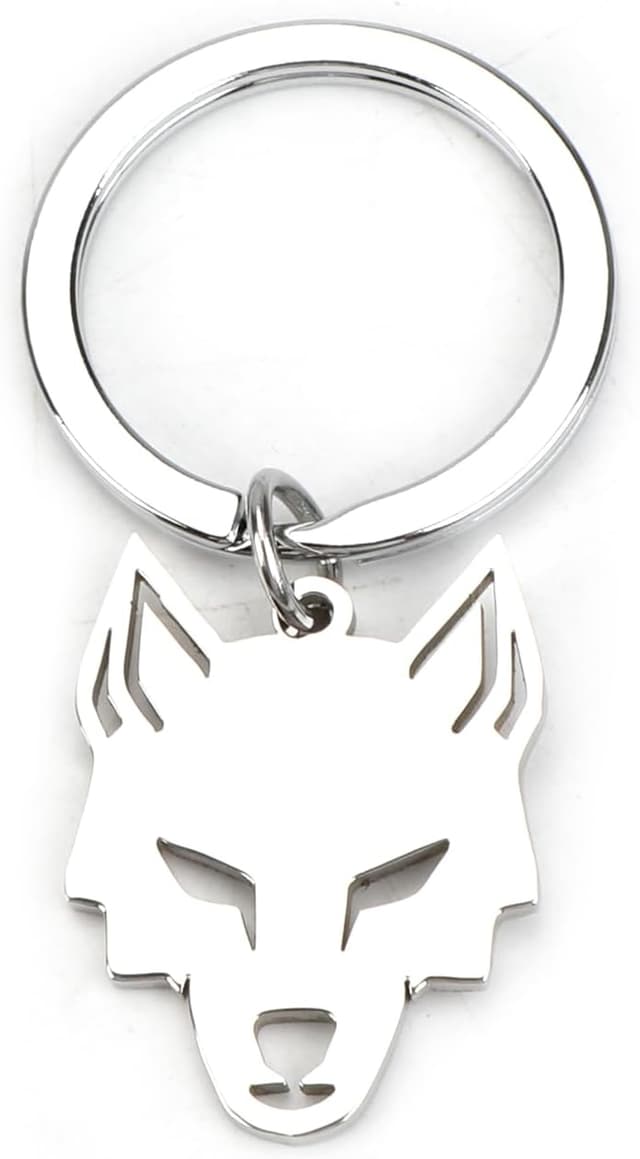 Detalle de OBEISN Tier-Schlüsselanhänger mit Wolf-Design aus Edelstahl – eleganter Anhänger als Geschenk