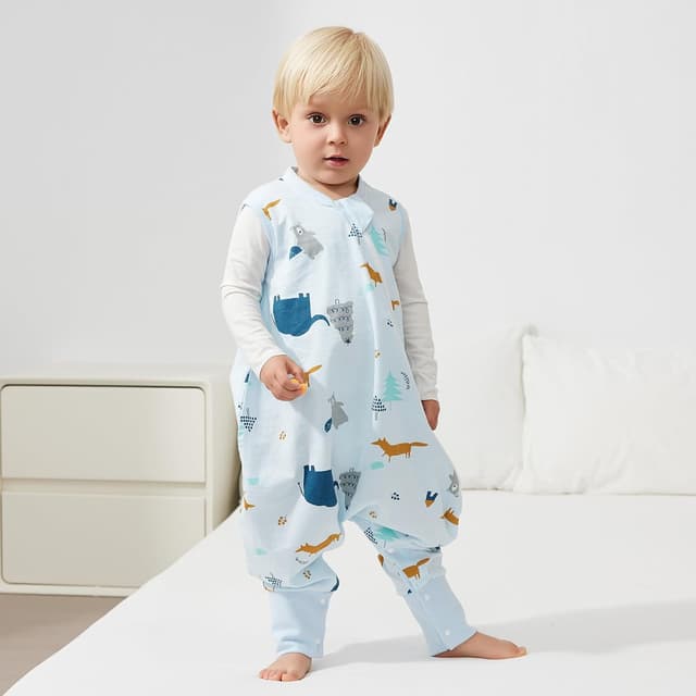 Detalle de Duomiaomiao Sacco nanna con piedi (confezione da 2) 0,5 Tog in cotone leggero per bambini 6-12 mesi