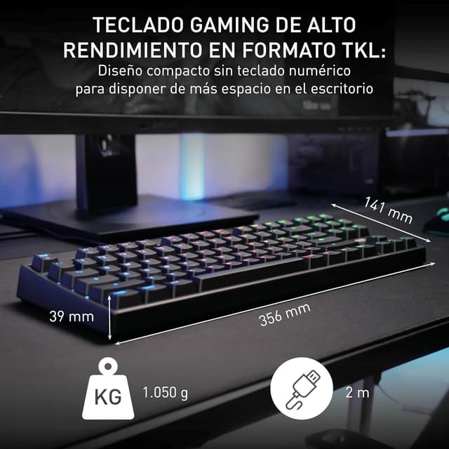 Detalle 2 de CHERRY XTRFY K4V2 TKL Gaming Teclado RGB, AZERTY