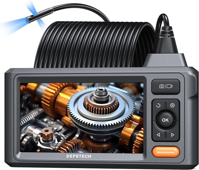 Detalle de DEPSTECH 15 m Endoskopkamera mit Licht (DS620), 8 mm, 5" IPS, Triple-Lens, IP67, 1080P und 32-GB-Karte