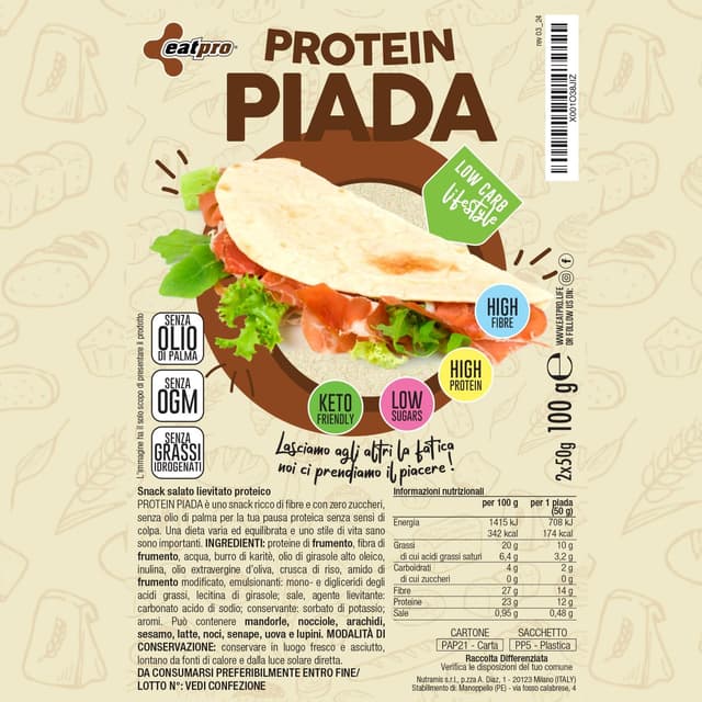 Thumbnail 1 de EatPro Piadina Proteica 50 g, 23% proteine 🥙