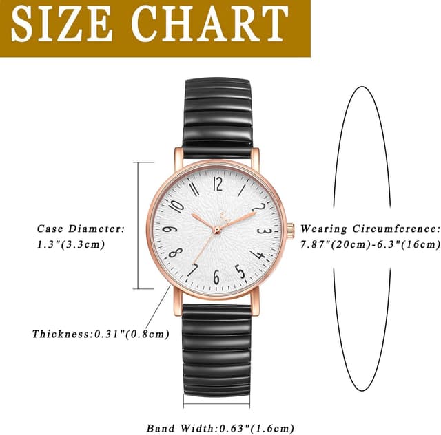 Detalle 2 de Avaner Damen Stretch Armbanduhr mit großen Zahlen & hartem Edelstahlarmband