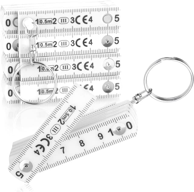 Detalle de COM-FOUR® Lot de 5 mini-règles pliantes 50 cm (métrique) en plastique, format porte-clés