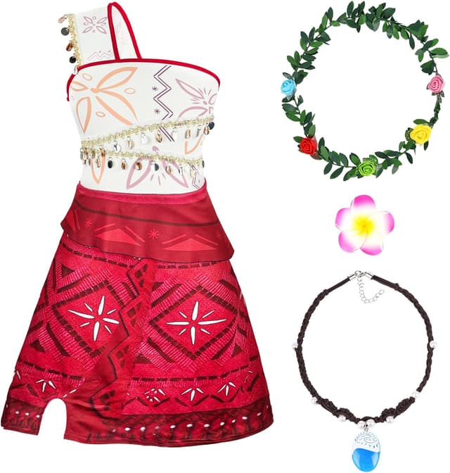 Detalle de BSBUY Vaiana Princesa 4pcs disfraz