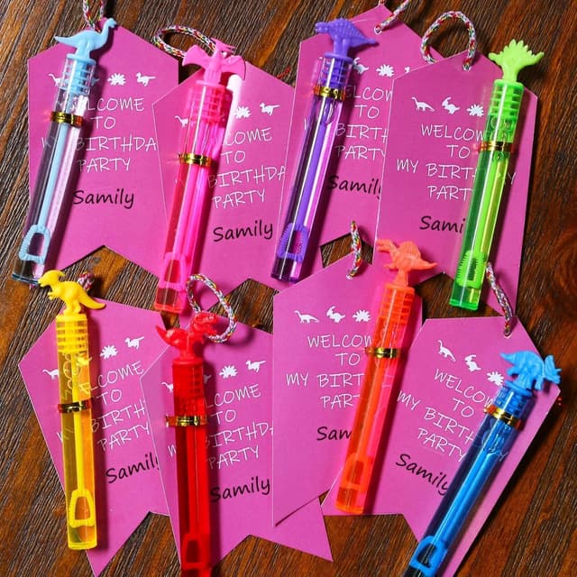 Detalle de 32 Pack Bubble for Kids Party Favors: 8 Style Mini Dinosaur Bubble Wands with Gift Box