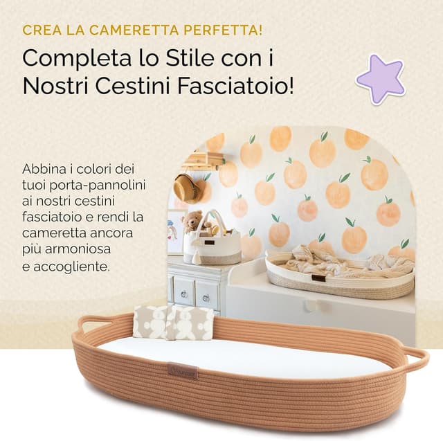 Thumbnail 6 de Yunioo Cestino Porta Pannolini: organizer per fasciatoio per neonati con maniglie robuste e scomparti staccabili