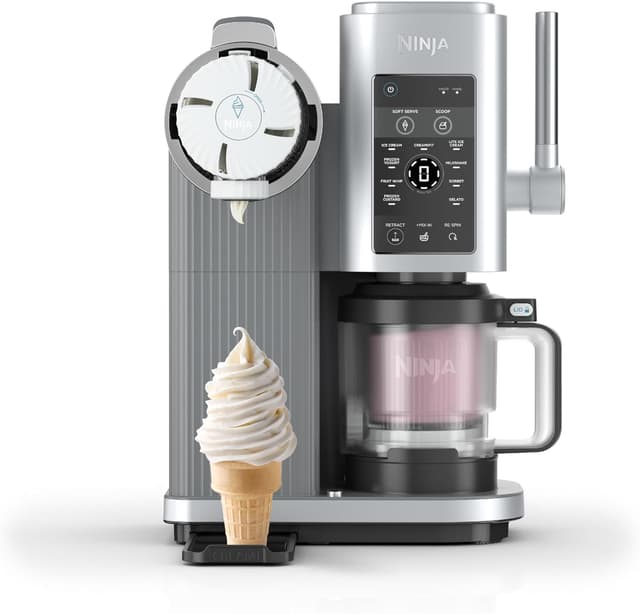 Detalle de Ninja CREAMi Scoop and Swirl Soft Serve and Ice Cream Maker (NC701UK) with 2× 480ml tubs and 13 functions