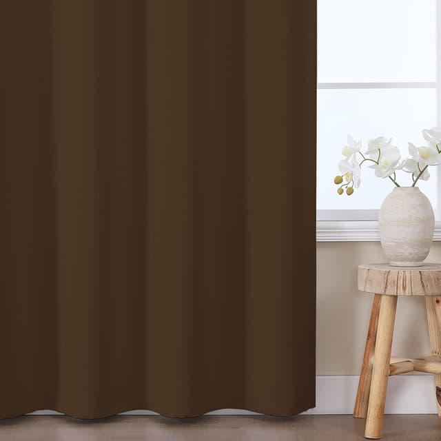 Detalle de VEHEDE Blackout Curtains Eyelet Thermal Insulated, 54 Inch Drop (2 Panels) – Brown