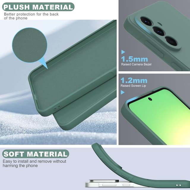 Detalle de ARRYNN Funda Samsung Galaxy A56 5G Verde con Cristal Protector