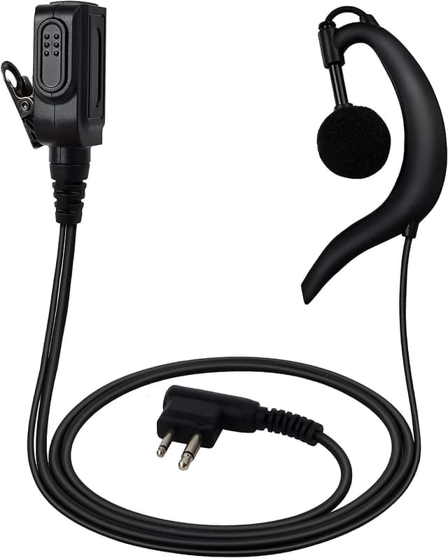 Detalle de HYS Security Bodyguard G-Shape earpiece with mic and PTT for compatible Motorola walkie talkies