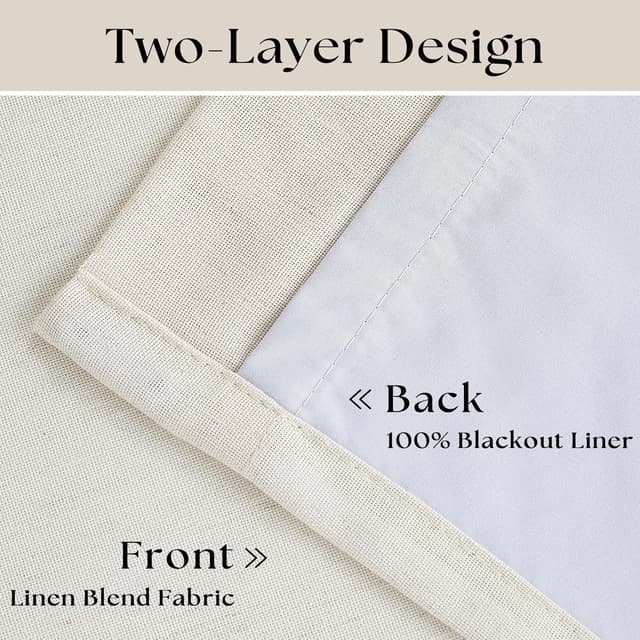 Thumbnail 3 de 90 Inch Pinch Pleated Linen Blackout Curtains 100% Blackout