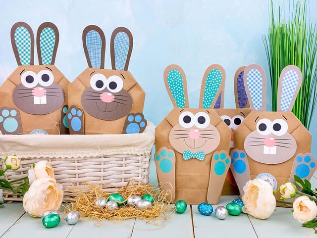 Detalle de Papierdrachen Papierdrachen 12 DIY Osterhasen Tüten – bunte Geschenktüten zum selber Befüllen