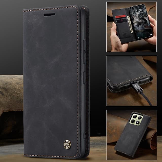 Thumbnail 4 de Monweicz Xiaomi 14T Hülle Premium Leder Flip Schwarz