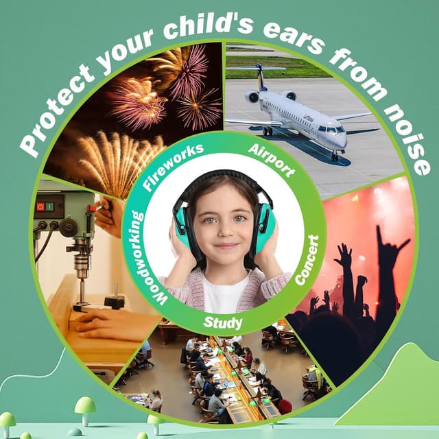 Thumbnail 6 de Kriogor 2 Pack Kids Ear Defenders (Green & Mint) with 26dB SNR Noise Reduction