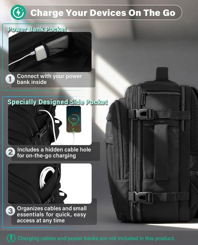 Thumbnail 6 de VANKEV Ryanair EasyJet Eurowings Wizz Air Cabin Bag – expandable underseat laptop bag 40x30x20 to 40x30x25 (24L to 30L), black