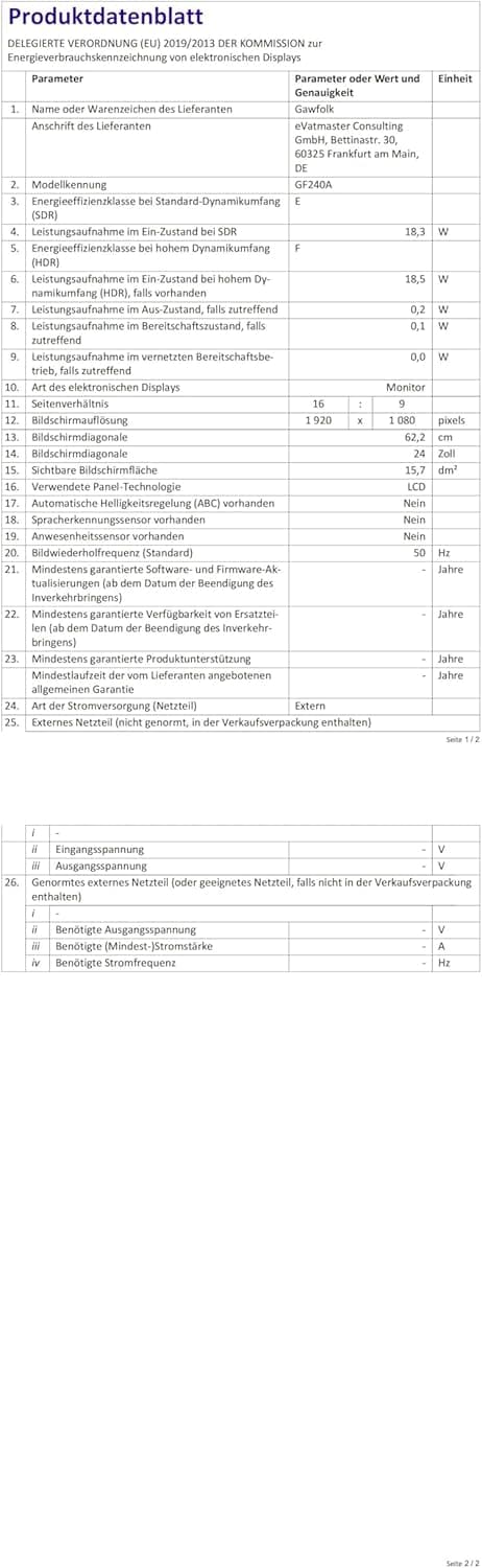 Thumbnail 6 de Gawfolk Monitor Gaming 24,5" 200Hz FHD 1920x1080 con AMD FreeSync e altoparlanti integrati