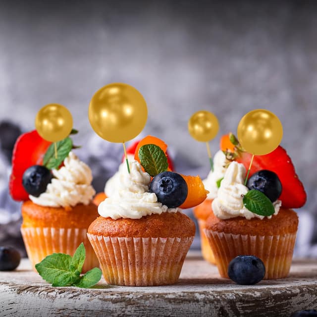 Detalle 2 de NACHLYNN 80 Stück Tortendeko Kugeln – Mini-„Ballons“ für Kuchen, Cupcakes & Party-Design (Gold)