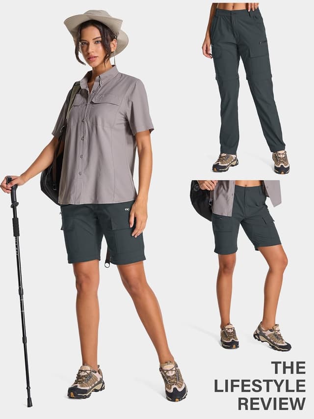 Detalle de Womens Convertible Quick-Dry Hiking Pants with Zip-Off Legs and Cargo Pockets