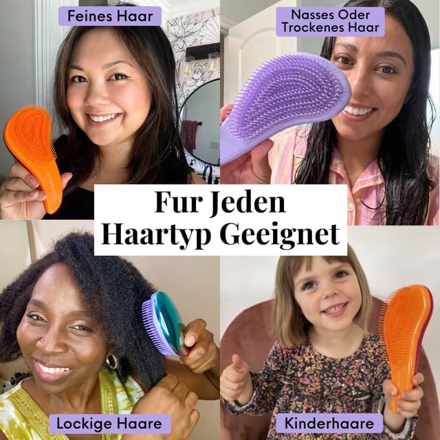 Detalle de Lily England Meerjungfrau Lily Entwirrbürste – Haarbürste zum schmerzarmen Entwirren für Kinder & Salonfrisuren