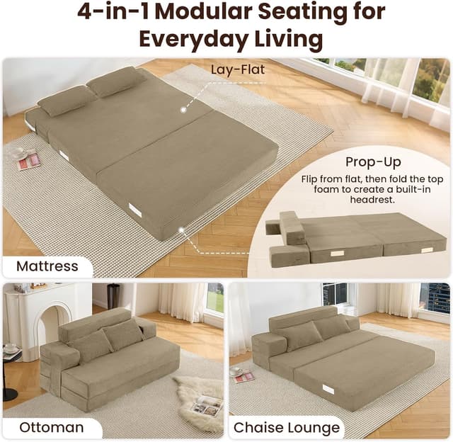 Detalle de Fantico Folding Sofa Bed Double 150 × 205 cm